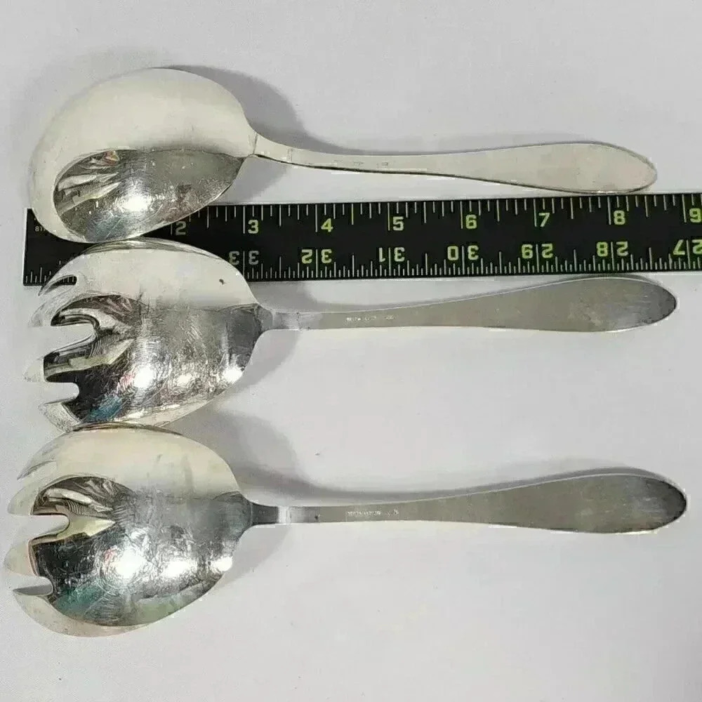 Vintage REED & BARTON 3 Pc Salad Serving Set Silver-plate 8.75‎ Long - Picture 14 of 15